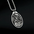 Religious St. Michael Archangel silver medallion pendant on a sturdy box chain necklace - St Michael Archangel Pendant Only (Without Chain)