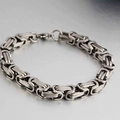 Pulsera de cadena bizantina en acero de titanio plateado pulido con cierre de langosta - Plateado