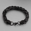 Bracelet chaîne byzantine noire en acier titane style hip hop pour hommes et femmes - Noir