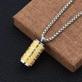 Collana con ciondolo buddista a cilindro rotante bicolore oro e argento con loto - Solo ciondolo / Oro