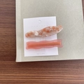 French vintage wavy hair clip set with marble orange and translucent pink finish - Orange White Marble And Pink