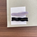 French vintage wavy hair clips set in purple marble and black finish with gold text - Purple Marble And Black