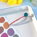 Fermaglio per capelli minimalista con sfera di resina blu e asta di metallo rosso - Palla Verde Scuro