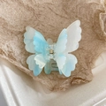 Blue and white gradient butterfly hair claw clip with pearlescent finish and sparkles - Blue Cloud