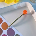 Fermaglio per capelli minimalista argento con una sfera arancione lucida - Palla Arancione