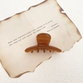 Small amber acetate hair claw clip with France Handmade gold text for partial updos - Caramel color