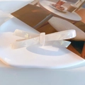 Classic French style pearl white acetate bow hair clip with elegant glossy finish - White Enamel