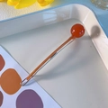 Fermaglio per capelli argento minimalista con perla arancione traslucida elegante - Palla Caramello