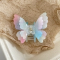 Pink and blue gradient double-layered butterfly hair claw clip with fine glitter finish - Magic Cloud