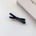 Fermaglio per capelli a fiocco blu scuro lucido minimalista con cornice in metallo oro - Blu Scuro con Bordo Bianco