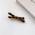 Fermaglio per capelli a fiocco in acetato tartarugato con clip a becco d'anatra dorata - Tartarugato Scuro