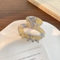 Elegant oval cutout floral acetate hair claw clip with blue and yellow artistic textures - Blue Yellow Colorful