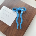 U-shaped hair pin featuring a glossy bright blue 3D bow design for ballet style hair buns - 5-Deep Blue
