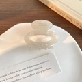 Translucent pearl white acetate claw clip with handmade France lettering for elegant hair styling - Pearl White