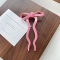 Pink ribbon bow hair pin for women with polished finish and classic U-shape design - 6-Light Pink