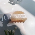 Elegant semi-circular hair claw clip in beige marble acetate finish for stylish women - Half Round Champagne
