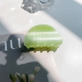 Minimalist light green semi-circle hair claw clip with shimmering pearlescent finish - Half Round Grass Green