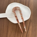 Épingle à cheveux en U avec motif élégant marbre brun et blanc en acrylique - Brun Fleuri