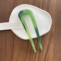 Épingle à cheveux en U en acétate dégradé vert avec gravure dorée élégante - Vert bambou