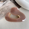 Elegant milk tea brown acetate hair claw clip with metallic gold anti-slip teeth detail - Caramel