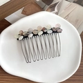 Elegant acetate flower hair comb with colorful gradient petals and sparkling rhinestones - Amber