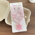 Parure de bijoux rose princesse avec collier pendentif flocon de neige et bracelet fille - Collection (Rose Flocon de Neige) / Flocon de Neige Rose (1)
