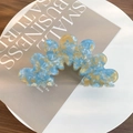 Marbled blue and yellow acetate petal hair claw clip with elegant wavy edges - 6-Blue Coffee Marbled