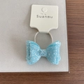 Élastique à cheveux avec nœud bleu clair à paillettes brillantes pour petites filles - Bleu Irisé