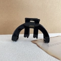 Molla per capelli a semicerchio in acetato nero con logo dorato France Handmade - Nero