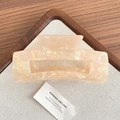 Eleganter großer quadratischer Haarklammer aus Acryl mit Perlglanz-Muschel-Textur - Orangegelb (10cm)