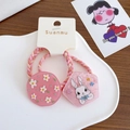 Pink elastic hair ties set with cute rabbit and flower charms for girls and kids - Rabbit and Small Flower Style / 2-Little White Rabbit