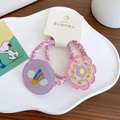 Kids elastic hair bands set with purple rainbow charm and pink floral pendant - Rainbow Meteor and Pink Flower Style / 3-Rainbow Star