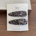 Barrettes à cheveux à paillettes scintillantes pour enfants en noir et argenté - Argent Noir