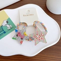 Kids star-shaped elastic hair ties with colorful graffiti patterns and woven bands - 8-Pentagram