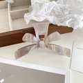 Elegant mauve acetate hair claw clip with bow design and marble texture pattern - Light Brown Grey