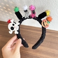Cerchietto di Halloween per bambine con pompon colorati, zucche e teschi decorativi - Stile Teschio