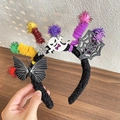 Cerchietto di Halloween per bambine con fantasma bianco, ragnatela glitter e base velluto - Stile Fantasma