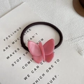 Chouchou papillon rose en acétate avec cordon élastique noir pour usage quotidien - Rose