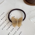 Minimalist dark brown acetic acid butterfly hair tie with handmade resin ornament - Brown