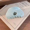 Elegante pinza per capelli a fiore traforato blu menta con scritta Barrette La France - Verde