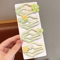 Juego de 4 clips de pelo BB nube de colores con flores verdes y estrellas de resina - Degradado blanco y verde