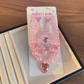 Pink heart crystal bead jewelry set for girls including necklace, bracelet and ring - Pink