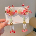 Barrettes chinoises classiques avec poissons rouges et pompons de perles pour filles - Style Poisson Rouge(2)