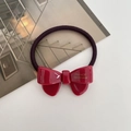 Coletero elástico morado con lazo de resina roja pulida e inscripción dorada hecha a mano - Rojo