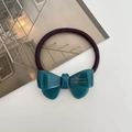 Lazo de acetato verde con goma elástica morada e inscripción dorada France Handmade lujo - Azul