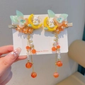 Hanfu rabbit and moon hair clips with tassels and floral details for girls - Bright Yellow Moon Rabbit Style(8)