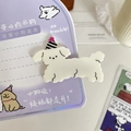 Molletta per capelli a forma di cucciolo bianco con cappello da festa su carta viola - Bianco