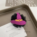 Kids Halloween purple sequin wizard hat hair clip with black mesh veil detail - Purple Top Hat