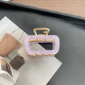 Elegant lavender marble acetate rectangular hair claw clip with golden metal springs - Light Purple Square