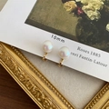 Elegante 10mm parelmoeren oorclips met gouden metalen afwerking en zijdezachte glans - 10mm Irriserende Parel Oorclip